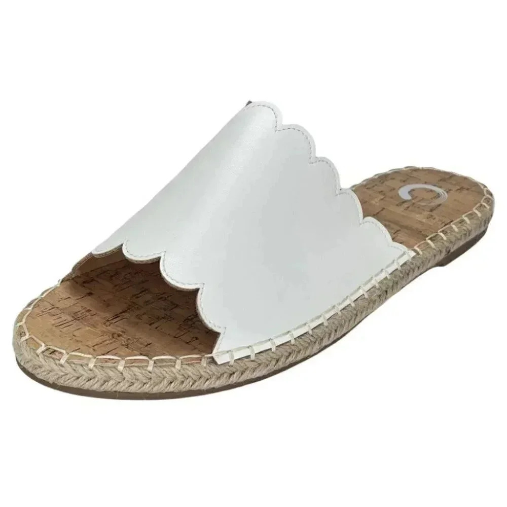 Journee Collection Marjan White Faux Leather Womens Sandals Size 10M